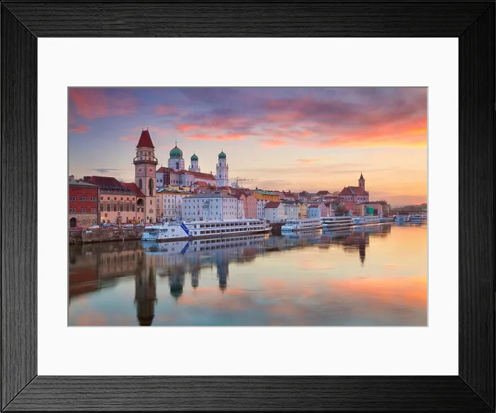 Framed Print : Passau. Passau skyline during sunset, Bavaria, Germany Framed Print : Passau. Passau skyline during sunset, Bavaria, Germany