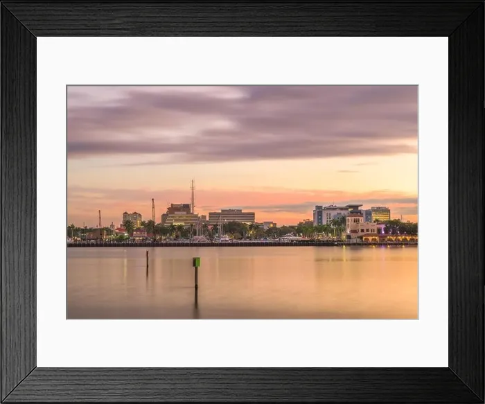 Framed Print : Bradenton, Florida, USA downtown on the Manatee River at dusk Framed Print : Bradenton, Florida, USA downtown on the Manatee River at dusk