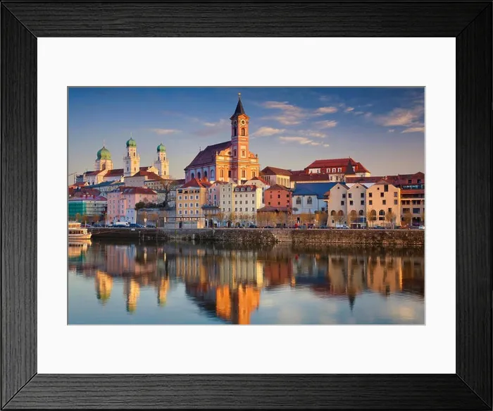 Framed Print : Passau. Passau skyline during sunset, Bavaria, Germany Framed Print : Passau. Passau skyline during sunset, Bavaria, Germany