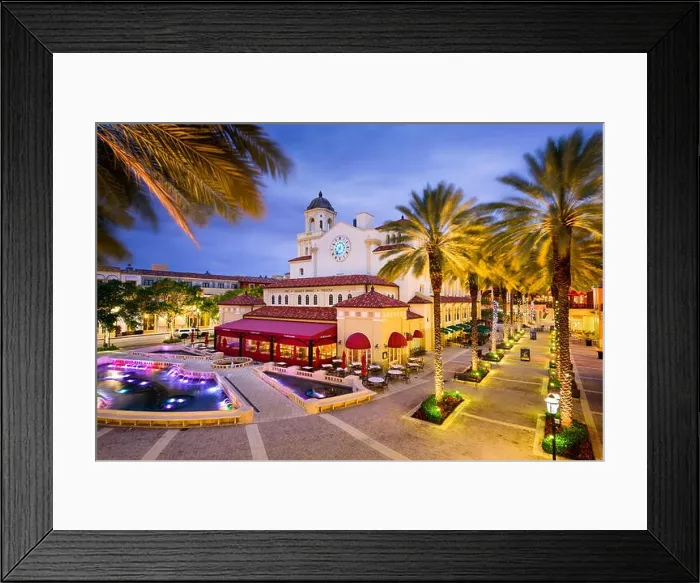 Framed Print : WEST PALM BEACH, FLORIDA - APRIL 3, 2016: The theater and square at CityPlace in West Palm Beach, Florida, USA Framed Print : WEST PALM BEACH, FLORIDA - APRIL 3, 2016: The theater and square at CityPlace in West Palm Beach, Florida, USA