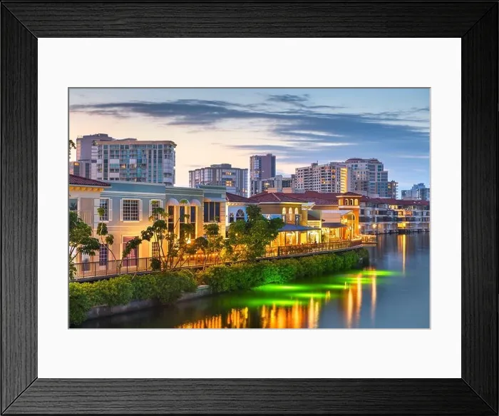 Framed Print : Naples, Florida, USA downtown skyline at dusk Framed Print : Naples, Florida, USA downtown skyline at dusk