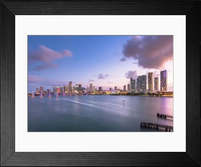 Framed Print : Miami, Florida, USA downtown skyline from across the Biscayne Bay at twilight Framed Print : Miami, Florida, USA downtown skyline from across the Biscayne Bay at twilight