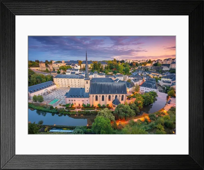 Framed Print : Luxembourg City, Luxembourg. Aerial cityscape image of old town Luxembourg City skyline during beautiful sunset Framed Print : Luxembourg City, Luxembourg. Aerial cityscape image of old town Luxembourg City skyline during beautiful sunset
