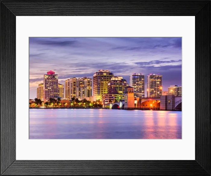 Framed Print : West Palm Beach, Florida, USA downtown skyline Framed Print : West Palm Beach, Florida, USA downtown skyline