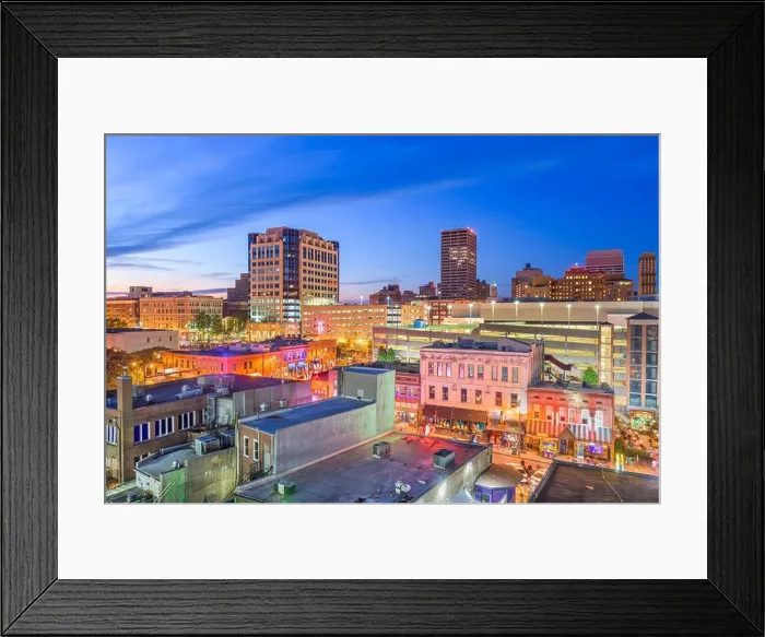 Framed Print : Memphis, Tennesse, USA downtown cityscape at dusk over Beale Street Framed Print : Memphis, Tennesse, USA downtown cityscape at dusk over Beale Street