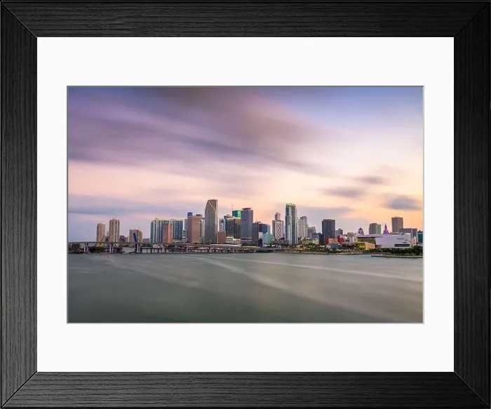 Framed Print : Miami, Florida, USA downtown skyline from across the Biscayne Bay at twilight Framed Print : Miami, Florida, USA downtown skyline from across the Biscayne Bay at twilight