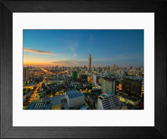 Framed Print : Bangkok city night view with nice sky Framed Print : Bangkok city night view with nice sky