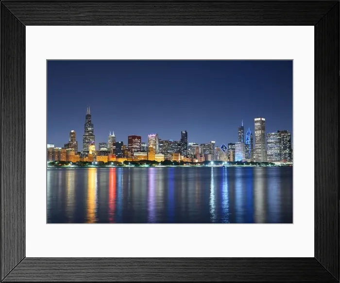 Framed Print : Chicago, Illinois, USA downtown skyline from Lake Michigan at dusk Framed Print : Chicago, Illinois, USA downtown skyline from Lake Michigan at dusk