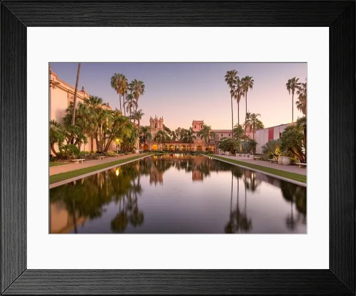 Framed Print : San Diego, California, USA plaza fountain at night in the Prado Framed Print : San Diego, California, USA plaza fountain at night in the Prado