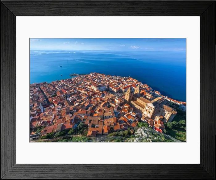 Framed Print : Cefalu, Sicily, Italy from above on the Tyrrhenian Sea Framed Print : Cefalu, Sicily, Italy from above on the Tyrrhenian Sea
