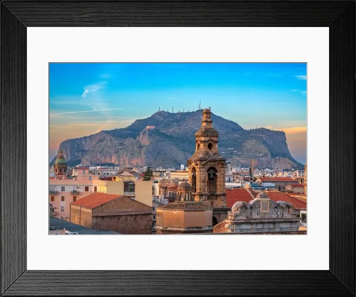Framed Print : Palermo, Italy with landmark buildings towards Monte Pellegrino Framed Print : Palermo, Italy with landmark buildings towards Monte Pellegrino
