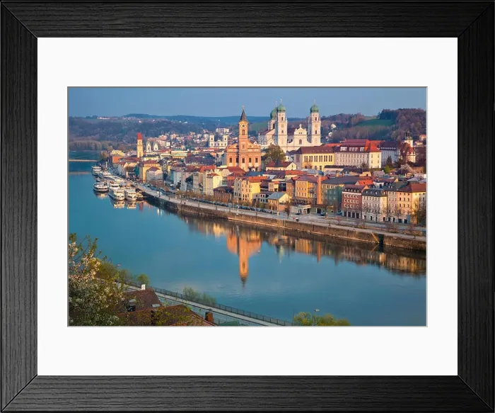 Framed Print : Passau. Passau skyline during sunset, Bavaria, Germany Framed Print : Passau. Passau skyline during sunset, Bavaria, Germany