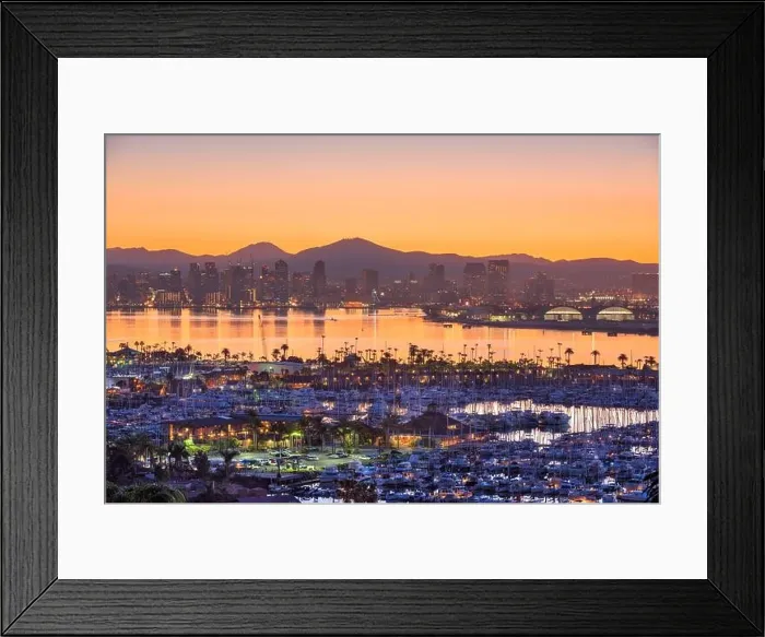 Framed Print : San Diego, California, USA dawn skyline over the bay Framed Print : San Diego, California, USA dawn skyline over the bay
