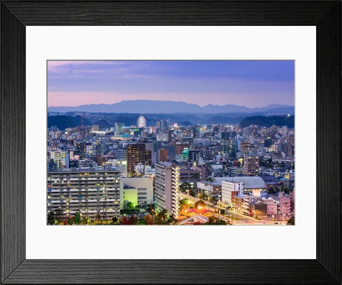 Framed Print : Kagoshima, Japan cityscape at dusk Framed Print : Kagoshima, Japan cityscape at dusk