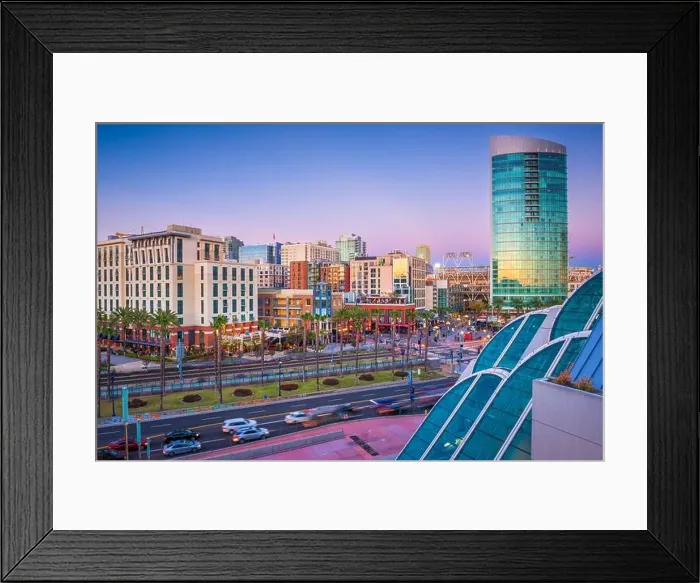 Framed Print : San Diego, California, USA cityscape in the Gaslamp Quarter at twilight Framed Print : San Diego, California, USA cityscape in the Gaslamp Quarter at twilight