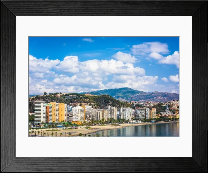 Framed Print : Malaga, Spain resort skyline at Malagueta Beach Framed Print : Malaga, Spain resort skyline at Malagueta Beach