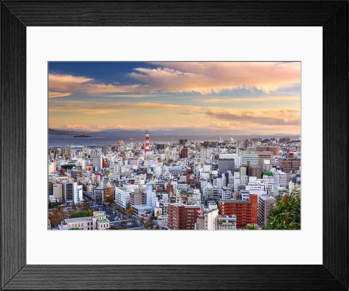 Framed Print : Kagoshima, Japan cityscape at dusk Framed Print : Kagoshima, Japan cityscape at dusk