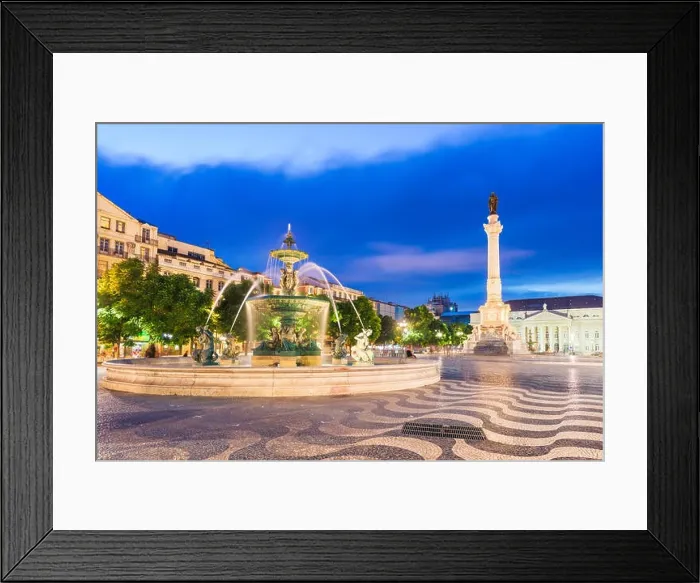 Framed Print : Lisbon, Portugal cityscape at Rossio Square at night Framed Print : Lisbon, Portugal cityscape at Rossio Square at night