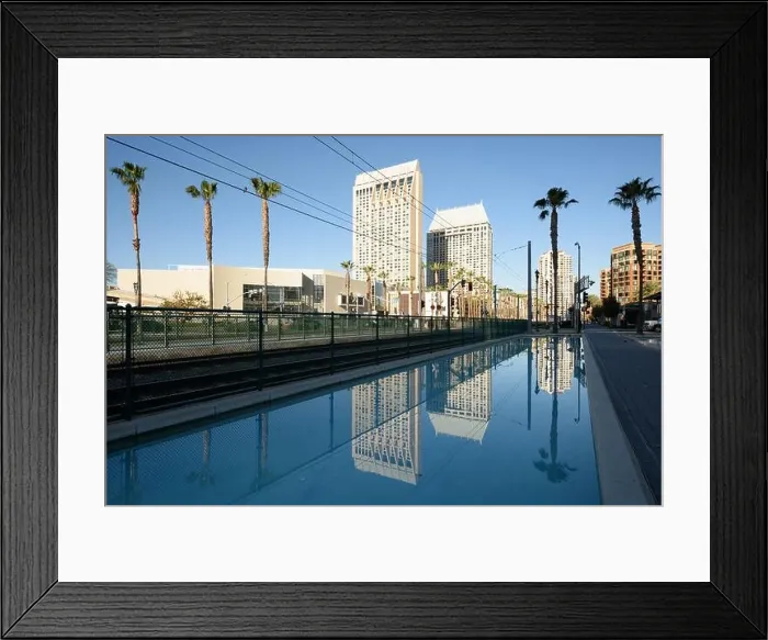 Framed Print : San Diego, California, USA downtown cityscape and skyline with water reflections Framed Print : San Diego, California, USA downtown cityscape and skyline with water reflections