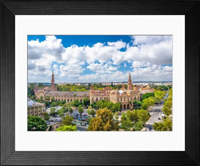 Framed Print : Seville, Spain cityscape with Plaza de Espana buildings Framed Print : Seville, Spain cityscape with Plaza de Espana buildings