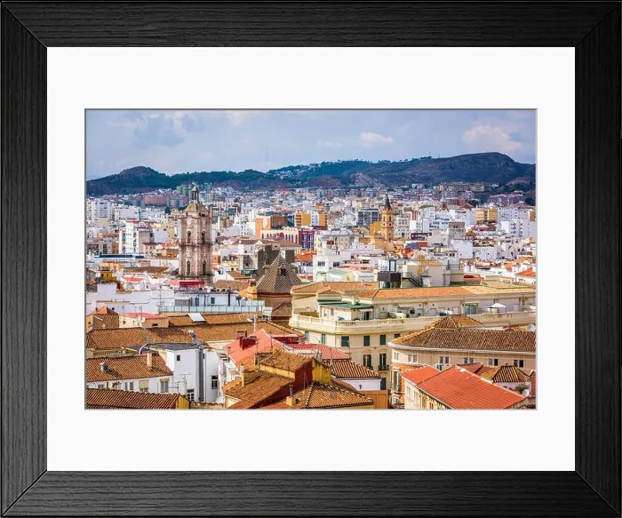 Framed Print : Malaga, Spain cityscape from a rooftop Framed Print : Malaga, Spain cityscape from a rooftop