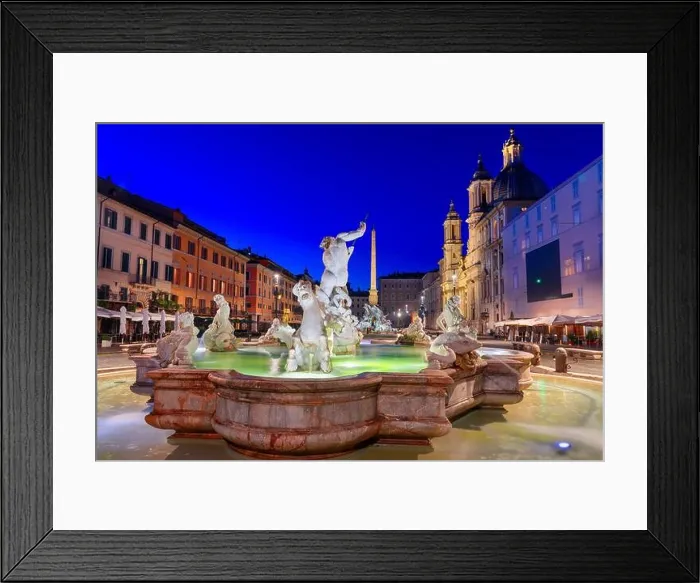 Framed Print : Fountains in Piazza Navona in Rome, Italy at twilight Framed Print : Fountains in Piazza Navona in Rome, Italy at twilight