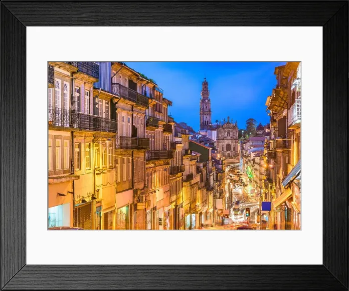 Framed Print : Porto, Portugal cityscape towards Clerigos Church Framed Print : Porto, Portugal cityscape towards Clerigos Church