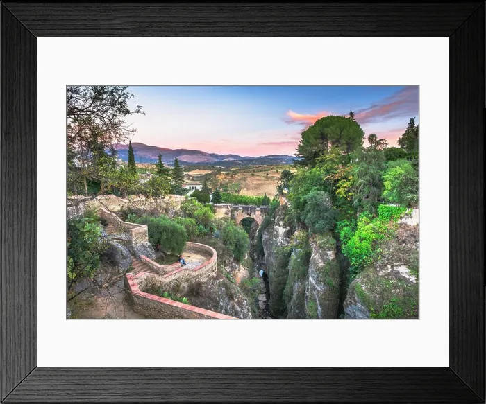 Framed Print : Ronda, Spain over the Tagus River Gorge at dusk Framed Print : Ronda, Spain over the Tagus River Gorge at dusk