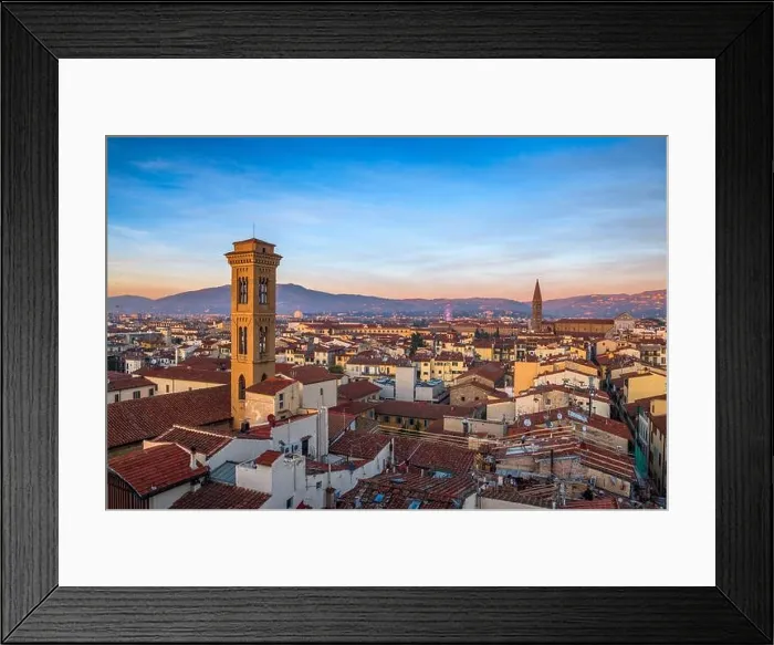 Framed Print : Florence, Italy historic cityscape with church bell towers at dusk Framed Print : Florence, Italy historic cityscape with church bell towers at dusk