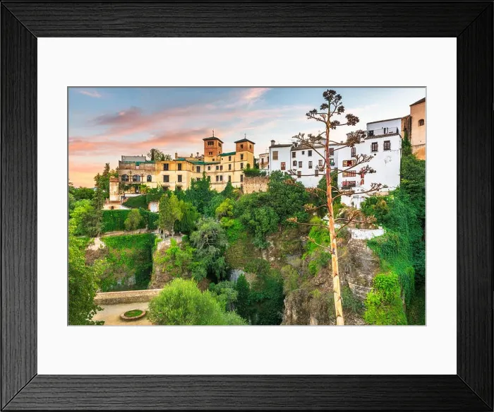 Framed Print : Ronda, Spain over the Tagus River Gorge at dusk