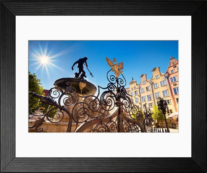Framed Print : Neptune Fountain, Old Town in Gdansk, Poland Framed Print : Neptune Fountain, Old Town in Gdansk, Poland