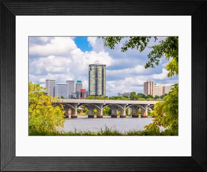 Framed Print : Tulsa, Oklahoma, USA downtown skyline on the Arkansas River in the afternoon Framed Print : Tulsa, Oklahoma, USA downtown skyline on the Arkansas River in the afternoon