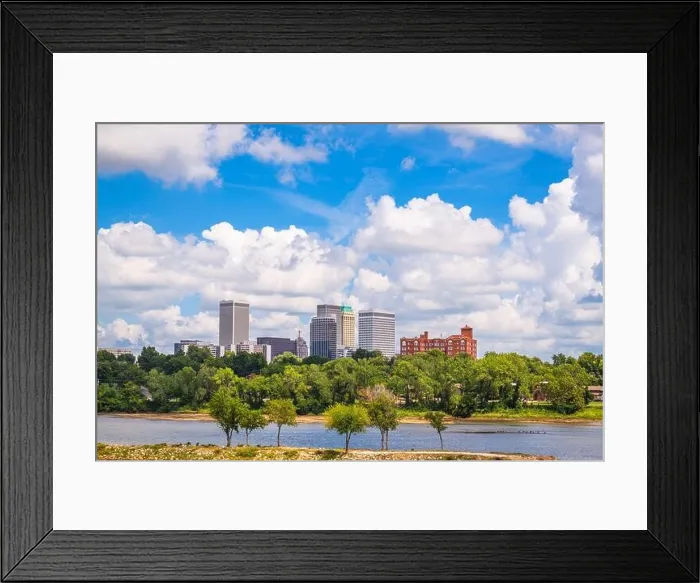 Framed Print : Tulsa, Oklahoma, USA downtown skyline on the Arkansas River in the afternoon Framed Print : Tulsa, Oklahoma, USA downtown skyline on the Arkansas River in the afternoon