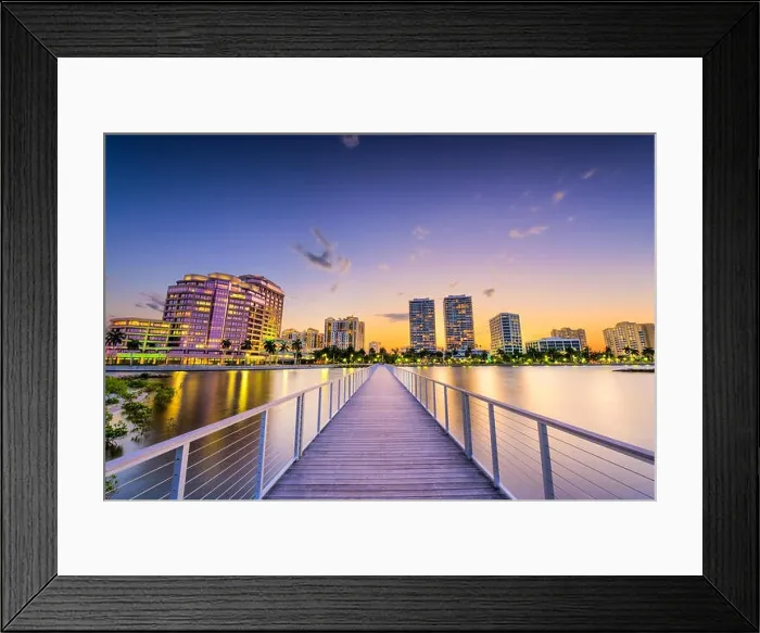 Framed Print : West Palm Beach, Florida, USA downtown skyline on the intracoastal waterway Framed Print : West Palm Beach, Florida, USA downtown skyline on the intracoastal waterway