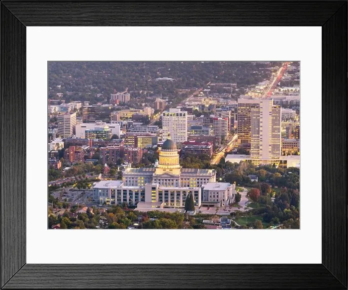 Framed Print : Salt Lake City, Utah, USA downtown city skyline at dusk Framed Print : Salt Lake City, Utah, USA downtown city skyline at dusk