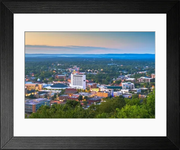 Framed Print : Hot Springs, Arkansas, USA town skyline from above at dawn Framed Print : Hot Springs, Arkansas, USA town skyline from above at dawn