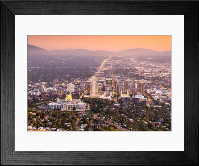 Framed Print : Salt Lake City, Utah, USA downtown city skyline at dusk Framed Print : Salt Lake City, Utah, USA downtown city skyline at dusk