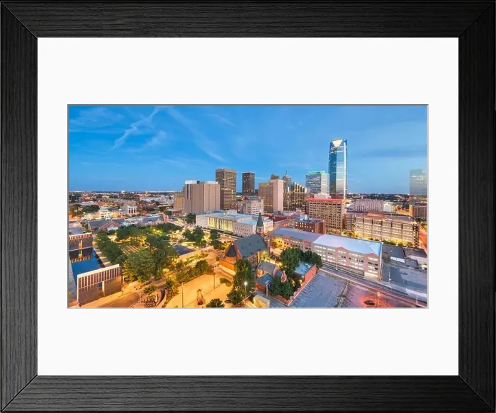Framed Print : Oklahoma City, Oklahoma, USA downtown skyline at twilight