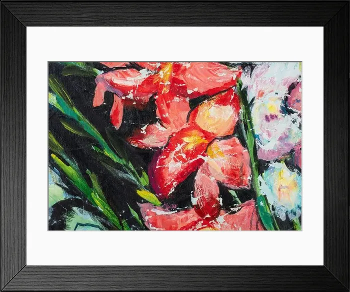 Framed Print : Elegant flowers on the background, painting artwork Framed Print : Elegant flowers on the background, painting artwork