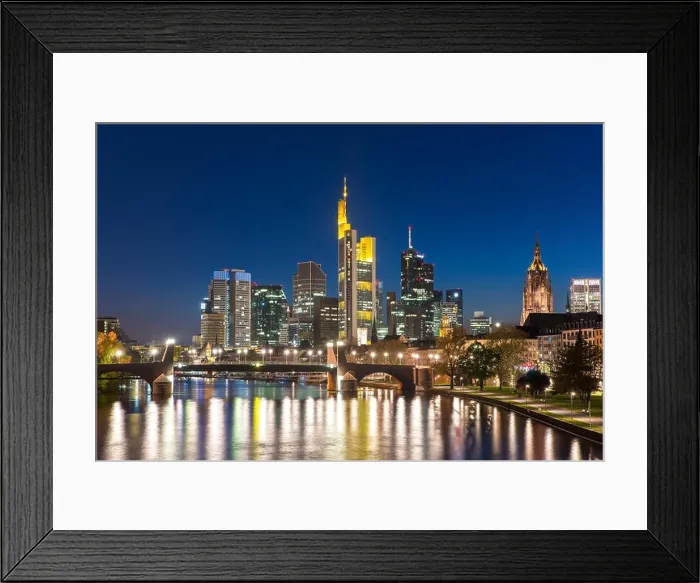 Framed Print : View of Frankfurt am Main skyline at dusk, Germany Framed Print : View of Frankfurt am Main skyline at dusk, Germany