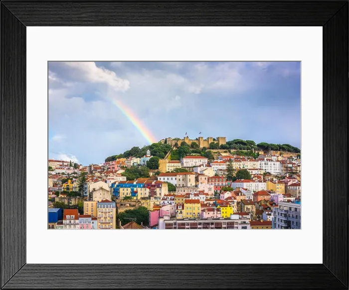 Framed Print : Lisbon, Portugal City Skyline towards Sao Jorge Castle in the daytime Framed Print : Lisbon, Portugal City Skyline towards Sao Jorge Castle in the daytime