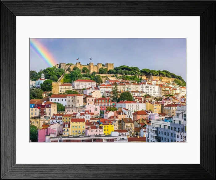 Framed Print : Lisbon, Portugal City Skyline towards Sao Jorge Castle in the daytime Framed Print : Lisbon, Portugal City Skyline towards Sao Jorge Castle in the daytime