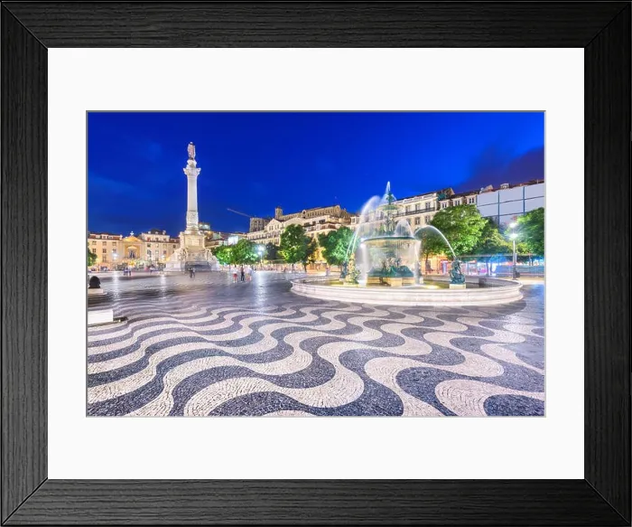 Framed Print : Lisbon, Portugal cityscape at Rossio Square at night Framed Print : Lisbon, Portugal cityscape at Rossio Square at night