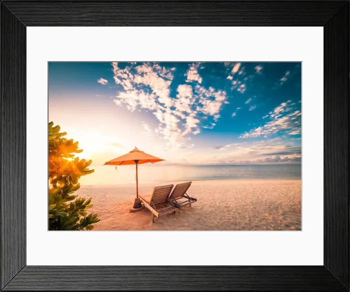 Framed Print : Amazing sunset beach background Framed Print : Amazing sunset beach background