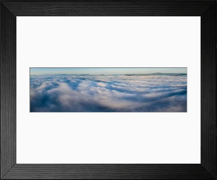 Framed Print : Sunrise illuminates the marine layer covering the entirety of San Francisco Bay. The foggy marine layer is an almost daily climatic phenomenon Framed Print : Sunrise illuminates the marine layer covering the entirety of San Francisco Bay. The foggy marine layer is an almost daily climatic phenomenon