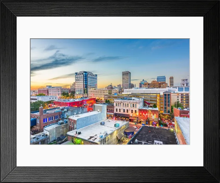 Framed Print : Memphis, Tennesse, USA downtown cityscape at dusk over Beale Street Framed Print : Memphis, Tennesse, USA downtown cityscape at dusk over Beale Street