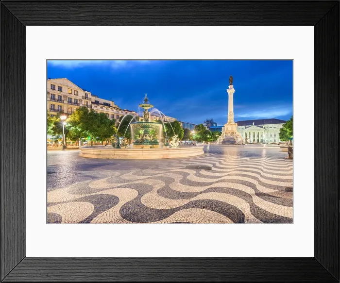 Framed Print : Lisbon, Portugal cityscape at Rossio Square at night Framed Print : Lisbon, Portugal cityscape at Rossio Square at night