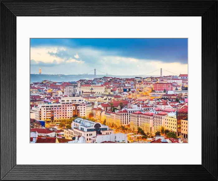 Framed Print : Lisbon, Portugal skyline after sunset Framed Print : Lisbon, Portugal skyline after sunset