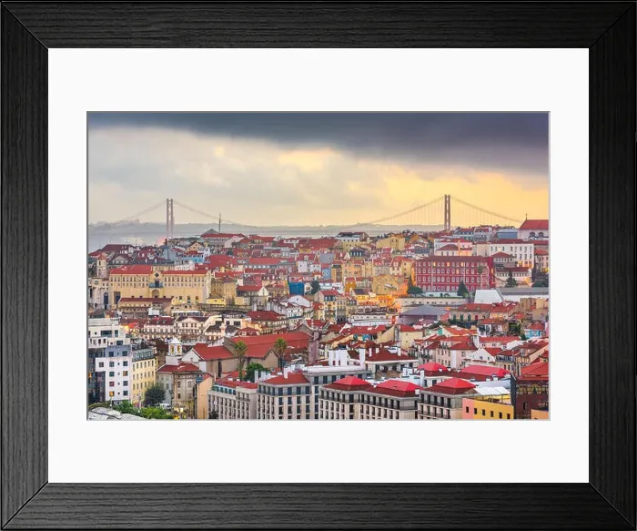 Framed Print : Lisbon, Portugal skyline after sunset Framed Print : Lisbon, Portugal skyline after sunset