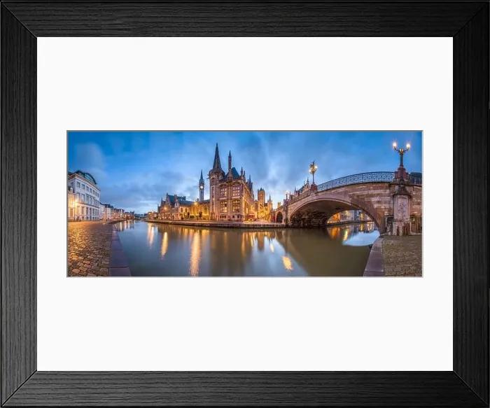 Framed Print : Ghent, Belgium old town cityscape from the Graslei are at dawn Framed Print : Ghent, Belgium old town cityscape from the Graslei are at dawn